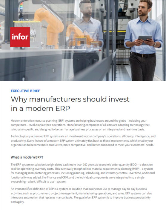 An executive brief Why Manufacturers should invest in a modern ERP
